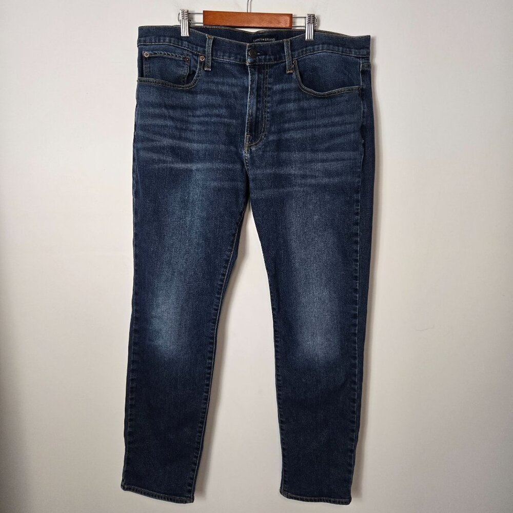 Lucky Brand 121 Men's Size 36 x 32 Slim Straight Jeans Mid-Rise Dark Wash